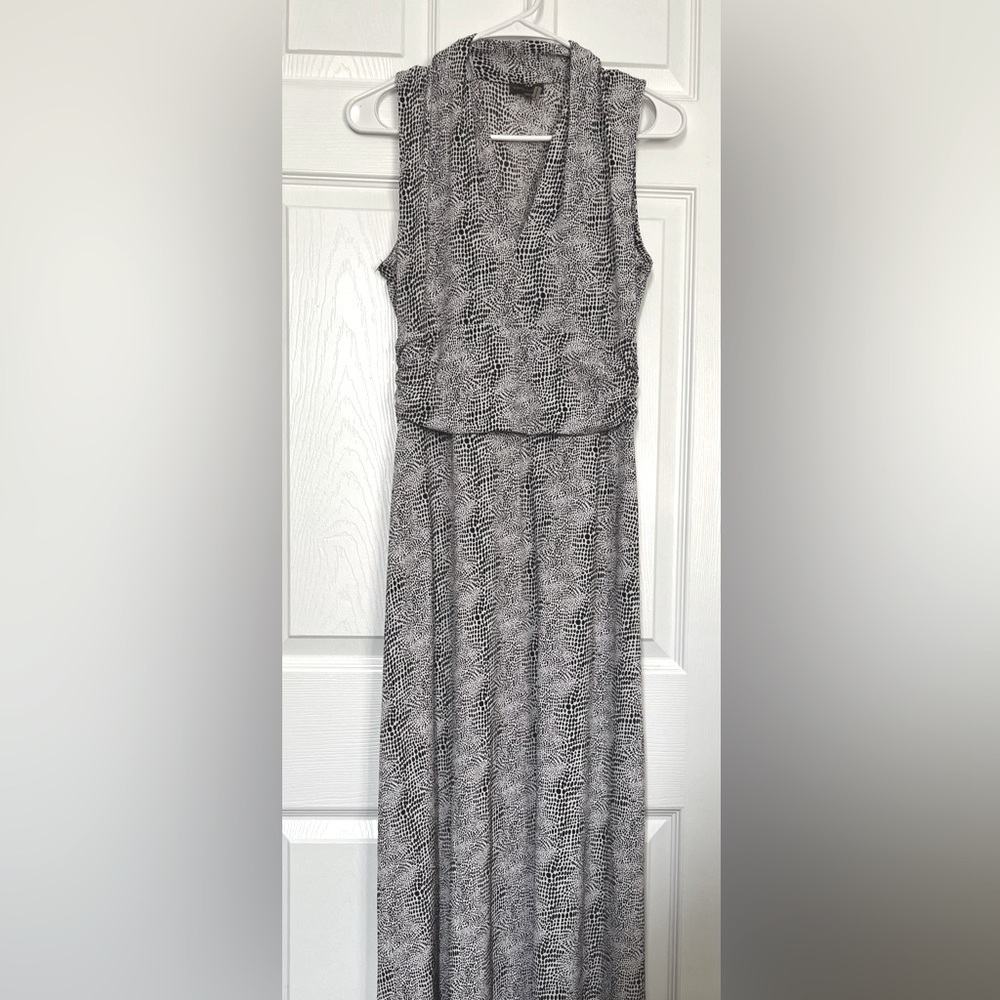 Vince Camuto black & white print maxi dress date night